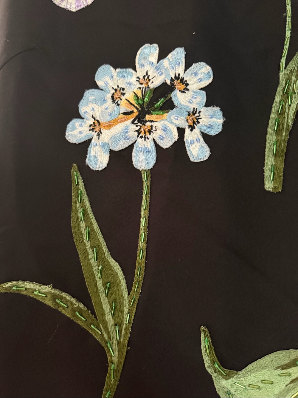 Black Floral A-Line Dress - Elegant Floral Print - Picture 6 of 8
